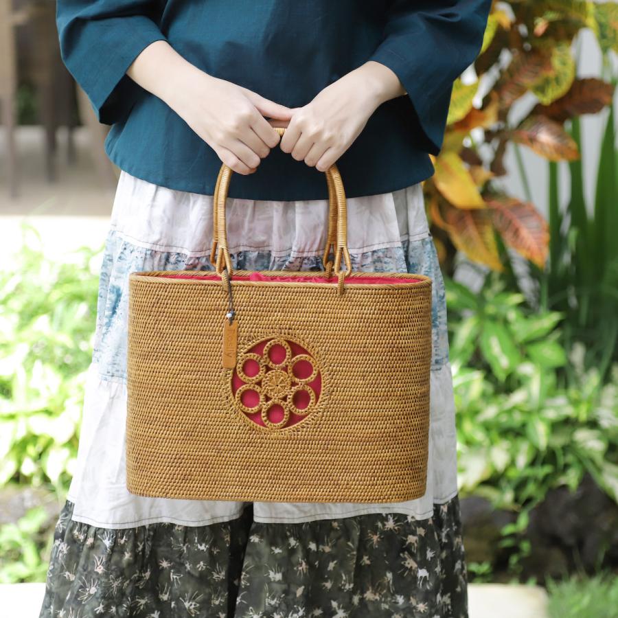 アタバッグ かごバッグ バッグ かご 手編み バリ島 天然素材 伝統工芸