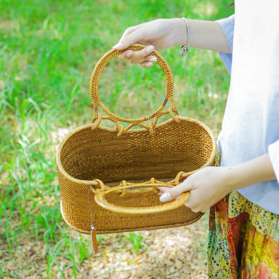 アタバッグ かごバッグ バッグ かご 手編み バリ島 天然素材 伝統工芸