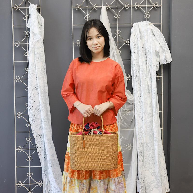 アタバッグ かごバッグ バッグ かご 蓋 手編み バリ島 天然素材 伝統