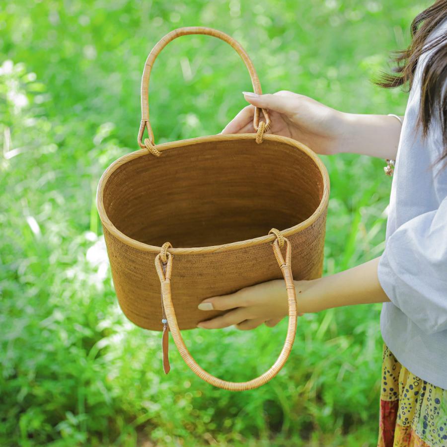 アタバッグ かごバッグ 極細 バッグ かご 手編み バリ島 天然素材 伝統工芸 Rosily SAB016の画像