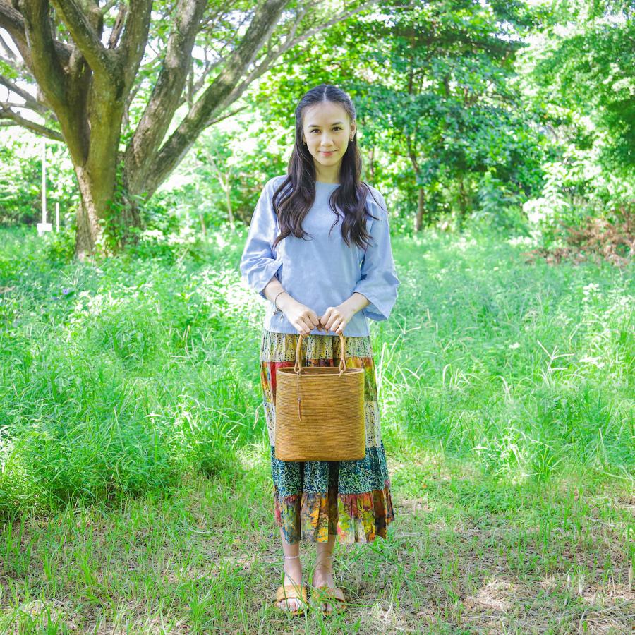 アタバッグ かごバッグ 極細 バッグ かご 手編み バリ島 天然素材 伝統工芸 Rosily SAB016の画像