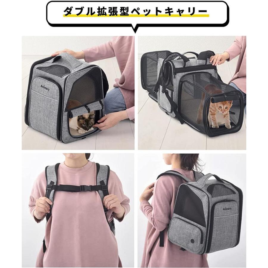 ペットキャリー 折りたたみ ペットキャリーバッグ リュック 猫 犬 拡張型 ブルー_3