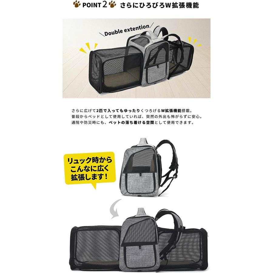 ペットキャリー 折りたたみ ペットキャリーバッグ リュック 猫 犬 拡張型 ブルー_5