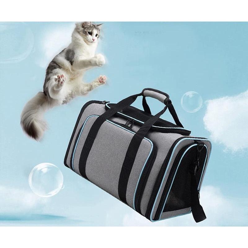 猫 キャリーケース猫と小型犬のバックパック グレー 大型猫・小型犬用ペットキャリーバッグメッシュ通気性と耐久性軽量で持ち運びが簡単 車載用_3