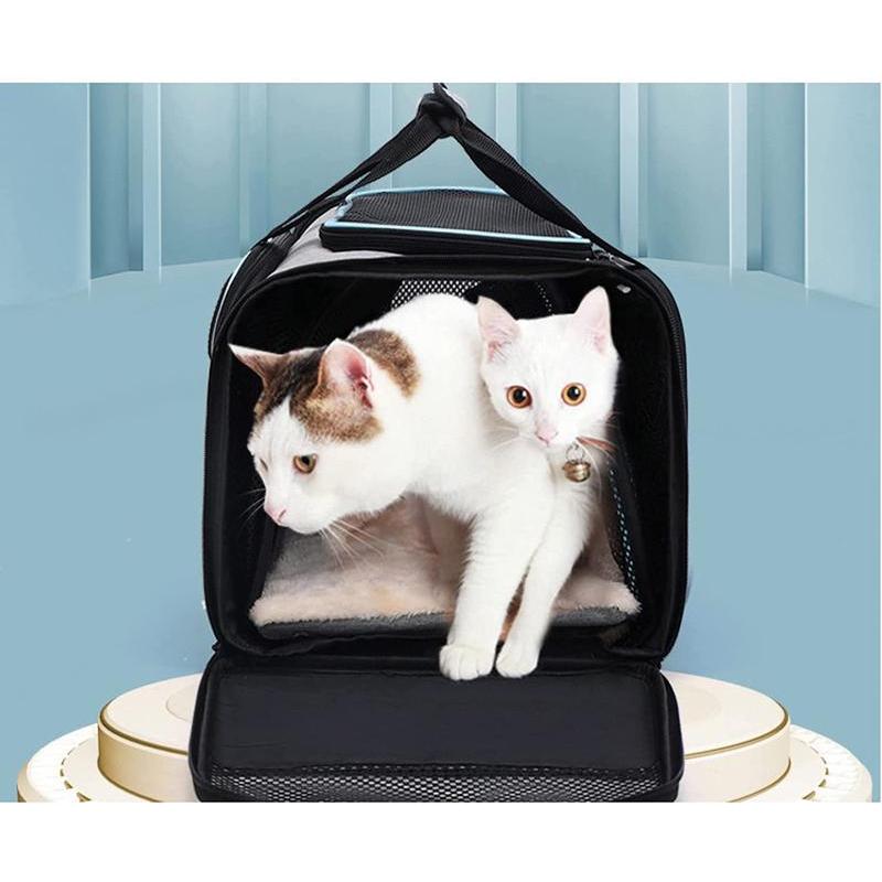 猫 キャリーケース猫と小型犬のバックパック グレー 大型猫・小型犬用ペットキャリーバッグメッシュ通気性と耐久性軽量で持ち運びが簡単 車載用_4