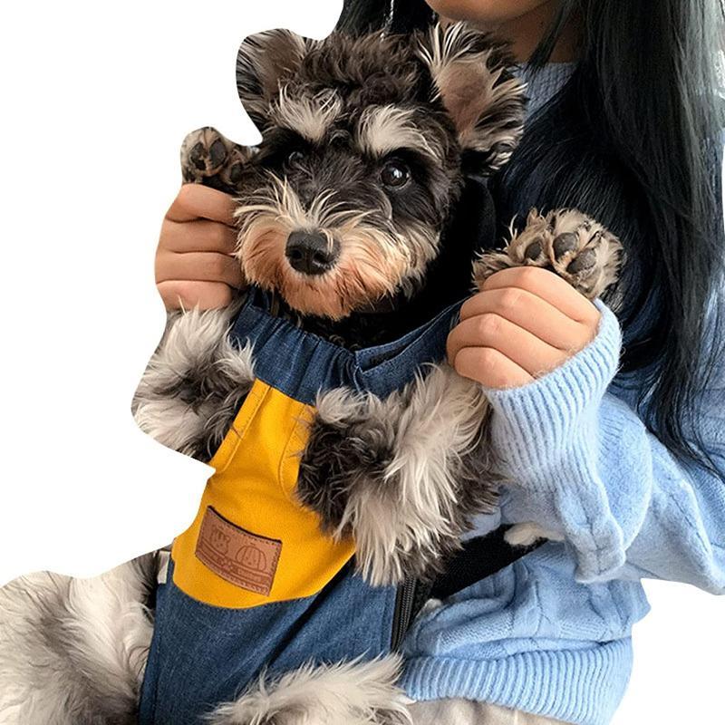 犬 猫 ペットキャリーバッグ 抱っこ紐 おんぶ兼用スリング 折りたたみ 小型犬 通気性 抱っこひも 犬用だっこバック おんぶひも イエロー_4