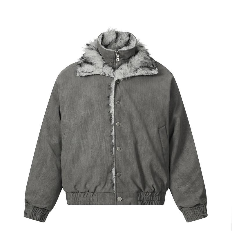 ジャケット メンズ MA-1 冬 裏起毛 ハイネック アウター モコモコ 重ね