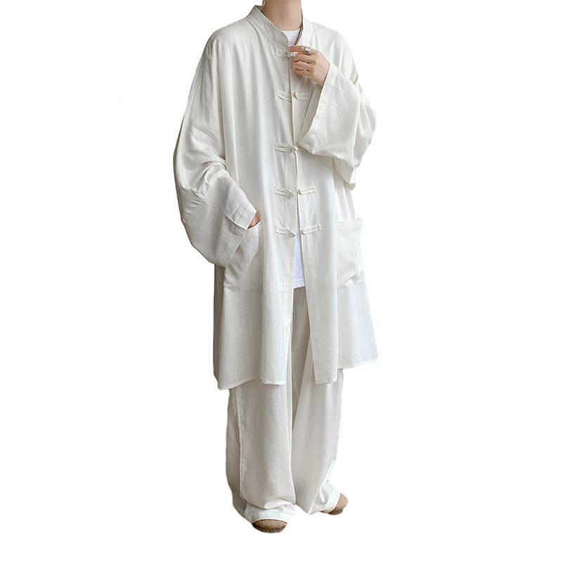 セットアップ ロングシャツ ジャケット チャイナボタン メンズ 厚手