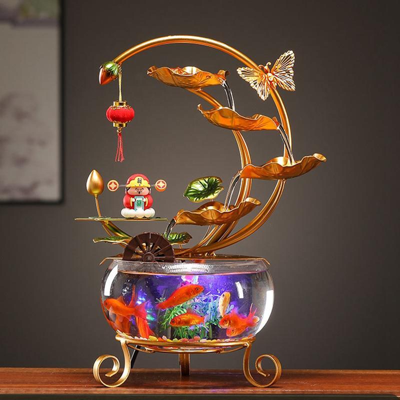 インテリア卓上噴水 デスクトップ噴水 水槽 招財 風水装飾品 加湿器 か