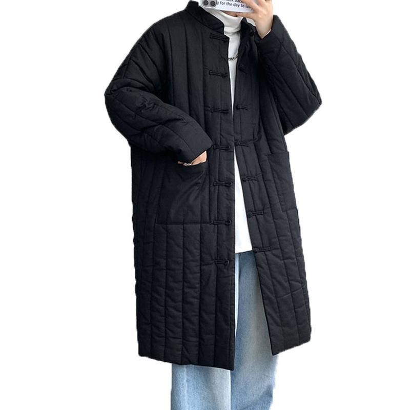 チャイナ風 中綿コート ロング丈 メンズ 太極拳服 ウィンター 
