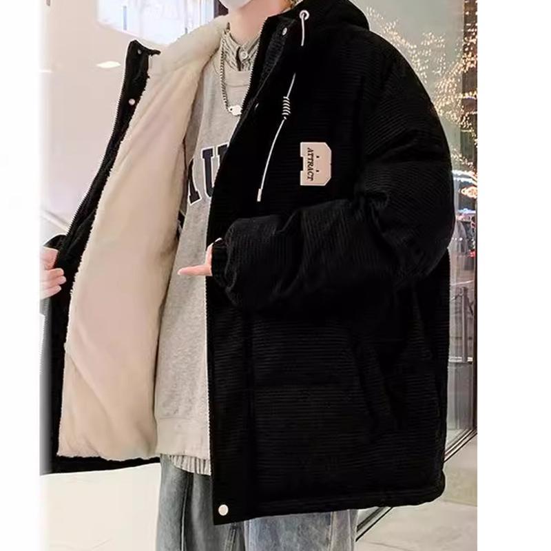 裏ボア中綿ジャケット メンズ 厚手 防寒 ジャケット ボアフード シンプル 普段着 あったか 中綿ブルゾン 中綿入れ アウター ファスナー_5