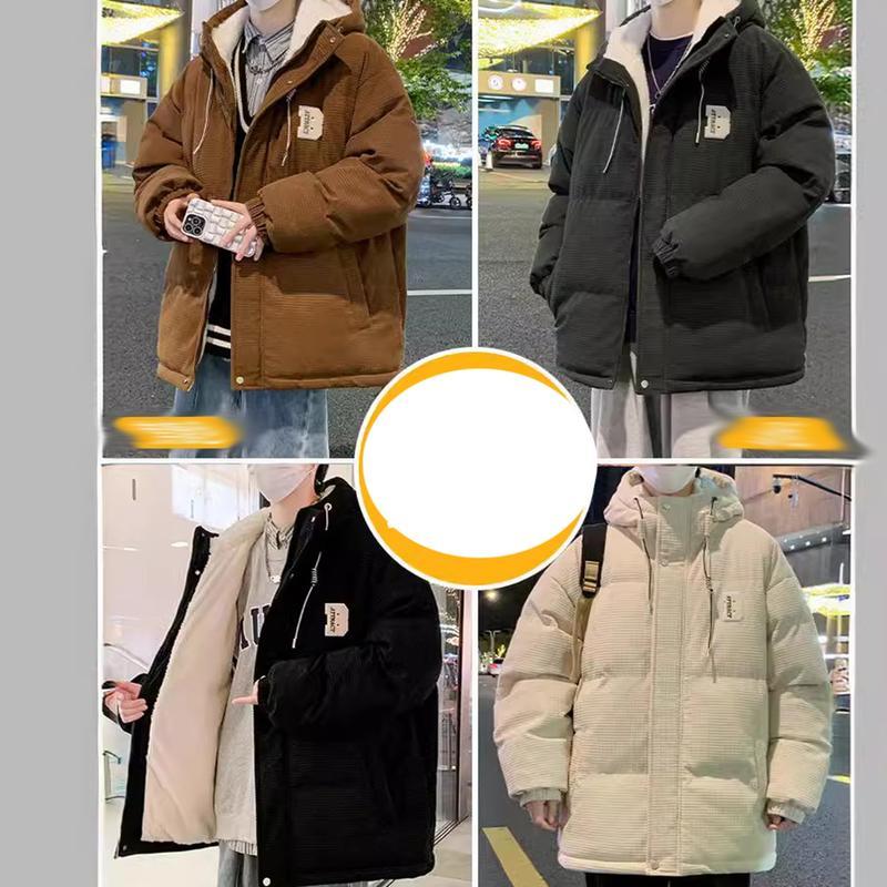 裏ボア中綿ジャケット メンズ 厚手 防寒 ジャケット ボアフード シンプル 普段着 あったか 中綿ブルゾン 中綿入れ アウター ファスナー_6