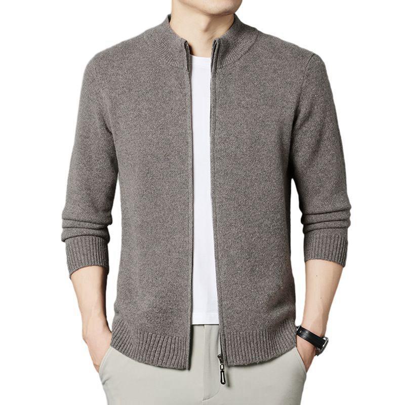 ニットカーディガン ウール100% M-4XL メンズ ジッパー ニットセーター 