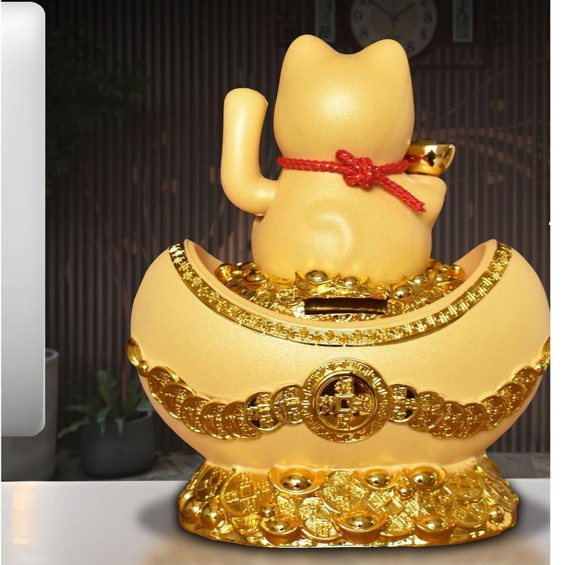 招き猫 置物 金を招く 左手上げ 金運大来福 お店 陶器+樹脂製 店飾り 開店祝い商売繁盛 千客万来 レストラン 開店祝い プレゼント 金