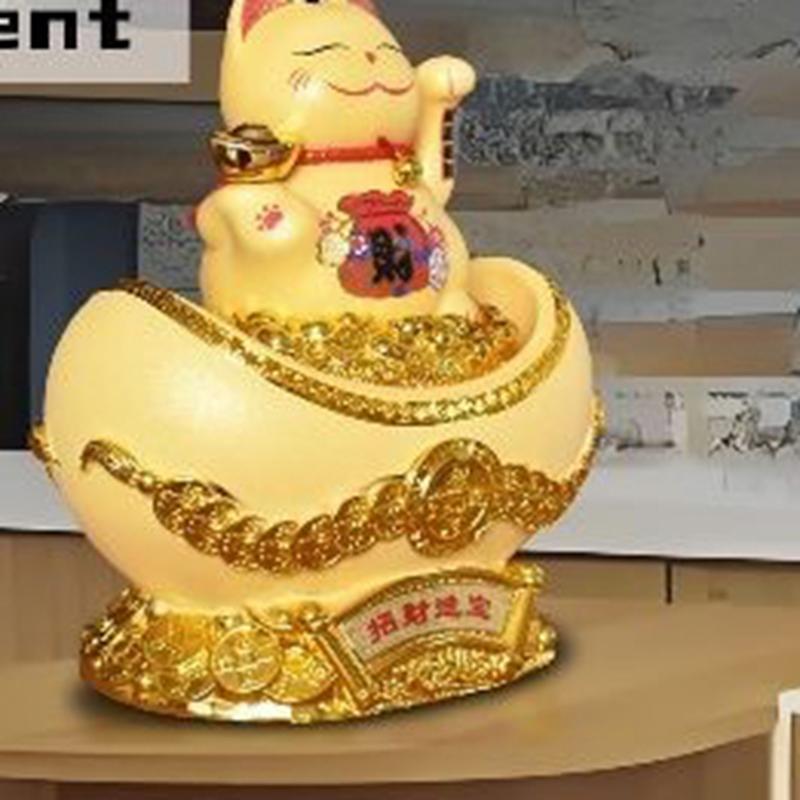 招き猫 置物 金を招く 左手上げ 金運大来福 お店 陶器+樹脂製 店飾り 開店祝い商売繁盛 千客万来 レストラン 開店祝い プレゼント 金