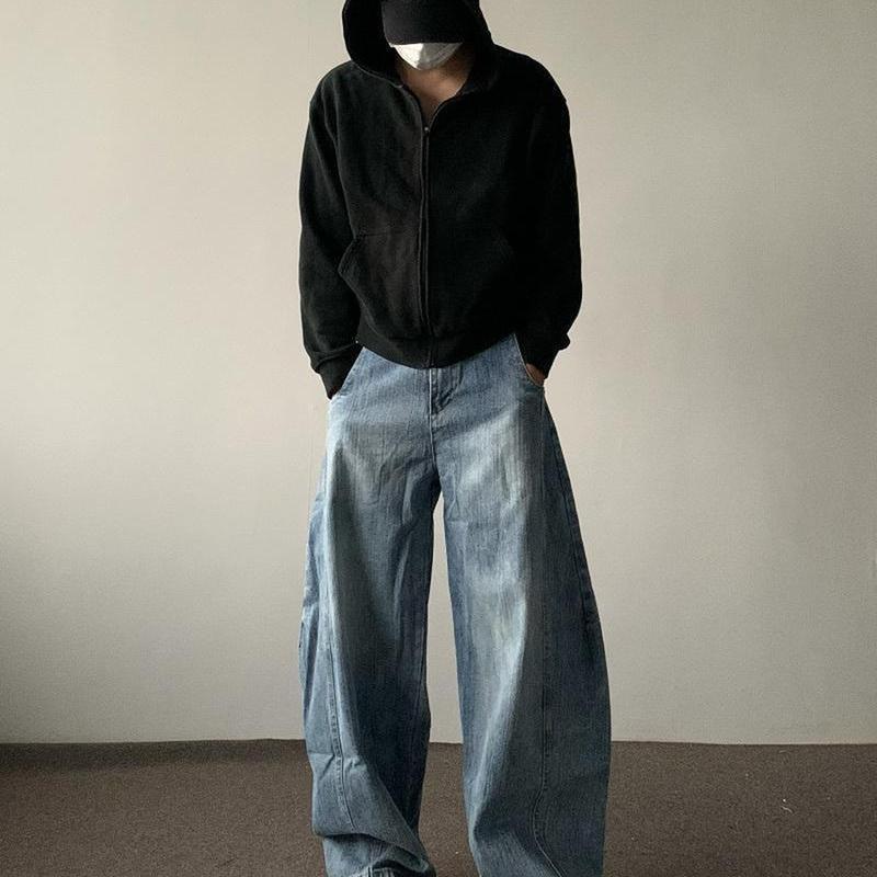 ワイド デニムパンツ バギーパンツ ルーズ ビッグシルエット メンズ