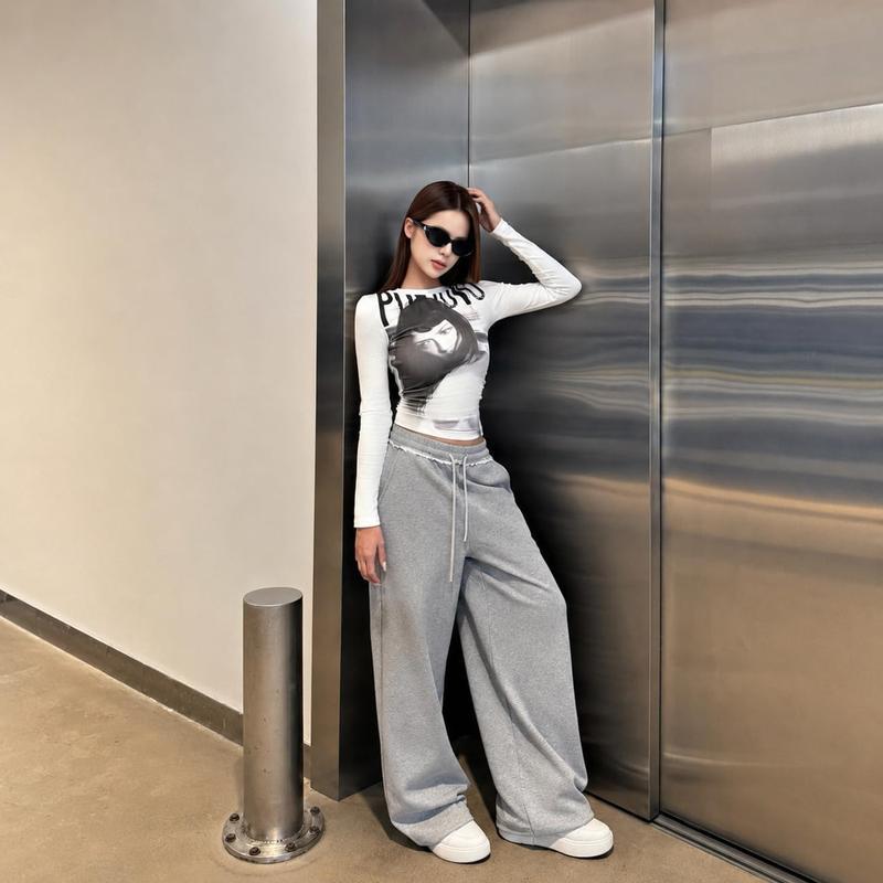 ロンT レディース 長袖 Tシャツ タイト クルーネック カットソー
