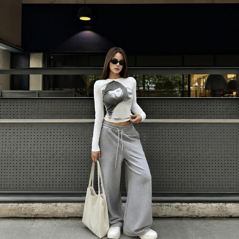 ロンT レディース 長袖 Tシャツ タイト クルーネック カットソー