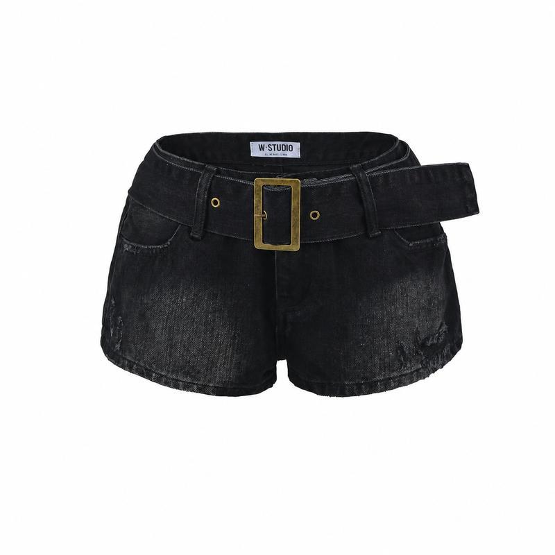 デニム ショートパンツ レディース ローライズ ホットパンツ ベルト