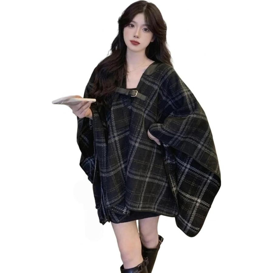 【未使用級】PRADA　ポンチョ　マント　ダッフルコート　チェック柄　38 M ポンチョ コート レディース チェック柄 ケープコート タータン