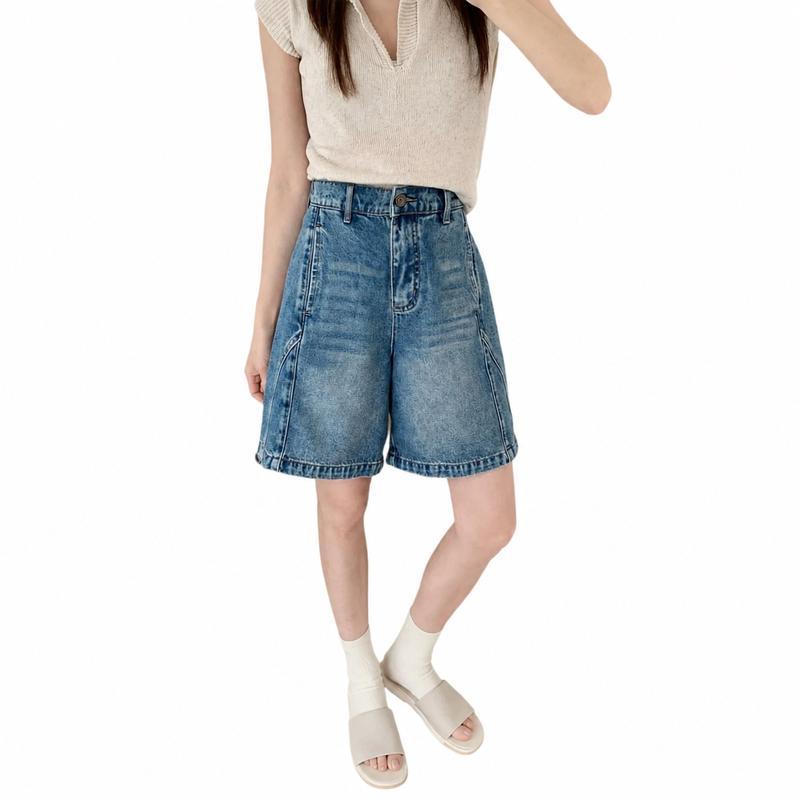 希少　キャピタル　デニム サルエル　ハーフ パンツ　ポンポン　ウエストゴム　美品 ハーフパンツ レディース デニム 五分丈 ハイウエスト バミューダ