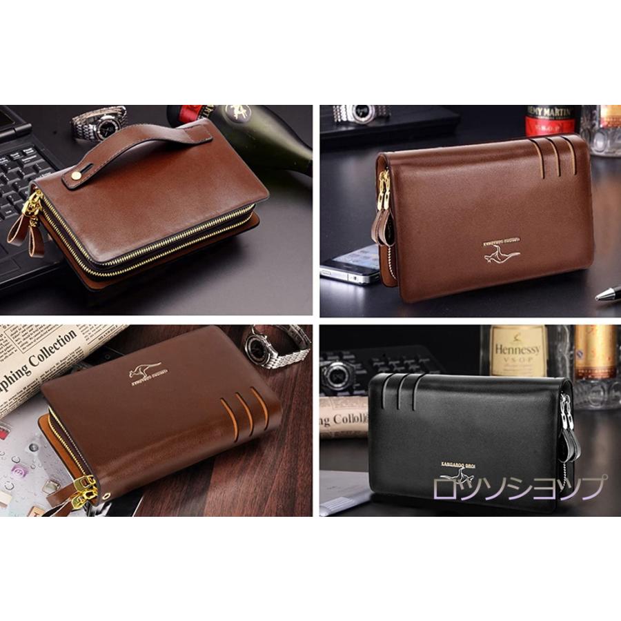セカンドバッグ 長財布 メンズ 革 レティース 大容量 ダブルファスナー