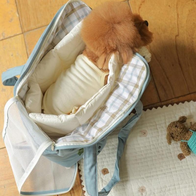 犬 キャリーバッグ ペット キャリーバッグ ペット用 軽量 ショルダー 小型犬 猫 肩掛け ブルー バッグ 手提げ 軽量 通気性 お出かけ_3