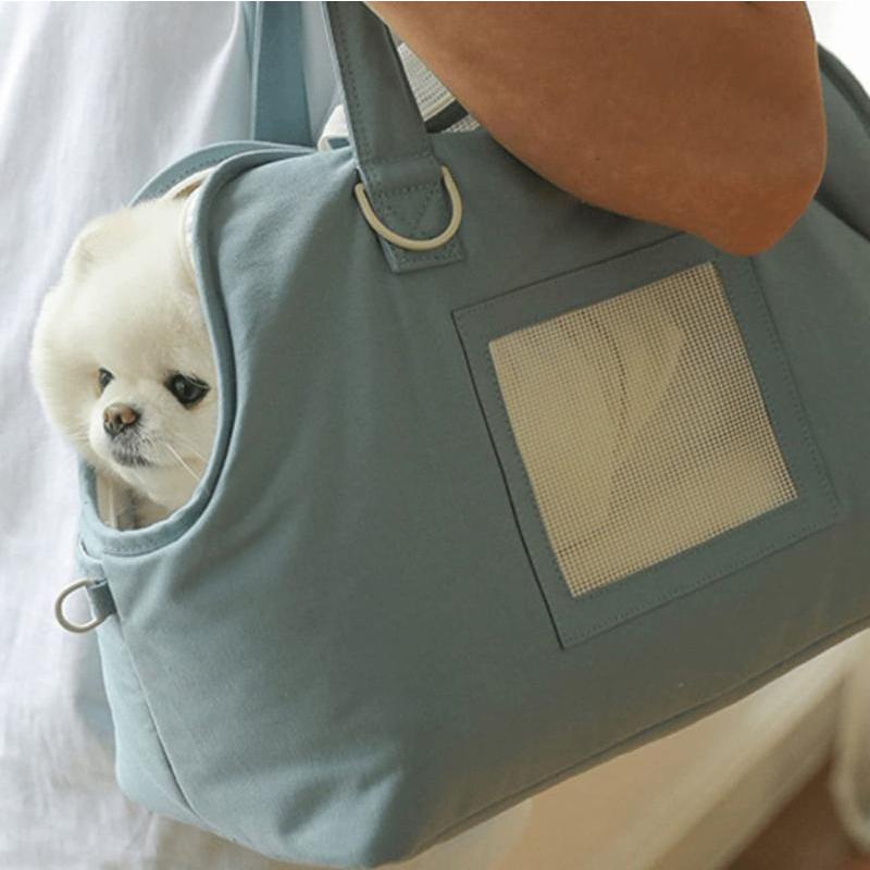犬 キャリーバッグ ペット キャリーバッグ ペット用 軽量 ショルダー 小型犬 猫 肩掛け ブルー バッグ 手提げ 軽量 通気性 お出かけ_6