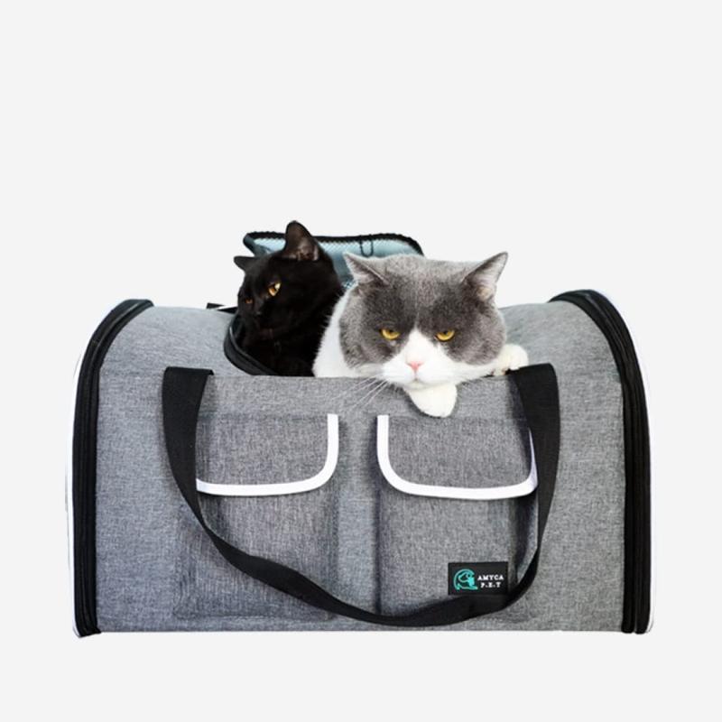 通気性ペットバッグ 50*30*33 ペットリュック ペットキャリー 犬バッグ 猫バッグ お出かけ携帯 折りたたみ 大容量 底板付き 猫_4