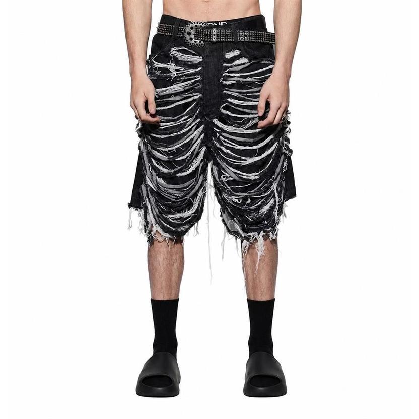 ROCK HARD NYC デニムハーフパンツ ダメージ加工 ダメージ デニムハーフパンツ メンズ ジーンズ クラッシュ 破れ加工
