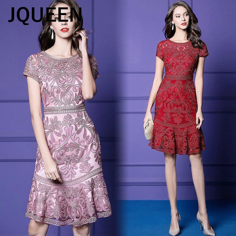 春夏新色 ワンピース レディース 大きいサイズ 大人 膝丈 刺繍 赤 きれいめ 謝恩会 披露宴 フォーマルドレス ファッション 30代40 代50代 安いそれに目立つ Www Ladislexia Net