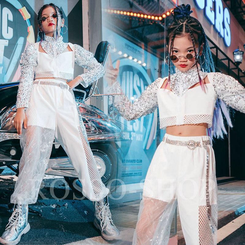 キッズダンス衣装 韓国 キラキラ チア チアガール スパンコール ホワイト ホワイトパンツ セットアップ ジャズダンス ステージ衣装 演奏会 練習着 Ahtdance 003 Rosso Shop 通販 Yahoo ショッピング