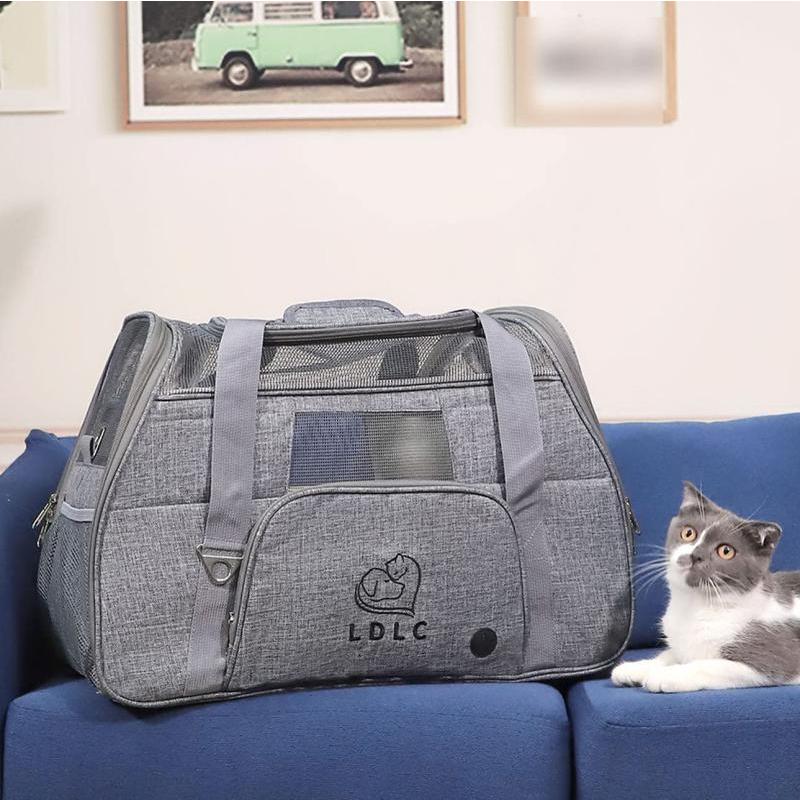ペットキャリーバッグ ショルダー 小型 51*23*35 猫 犬 折りたたみ 軽量 犬キャリー バッグ 猫 きゃりーバッグ ライトグレー_6