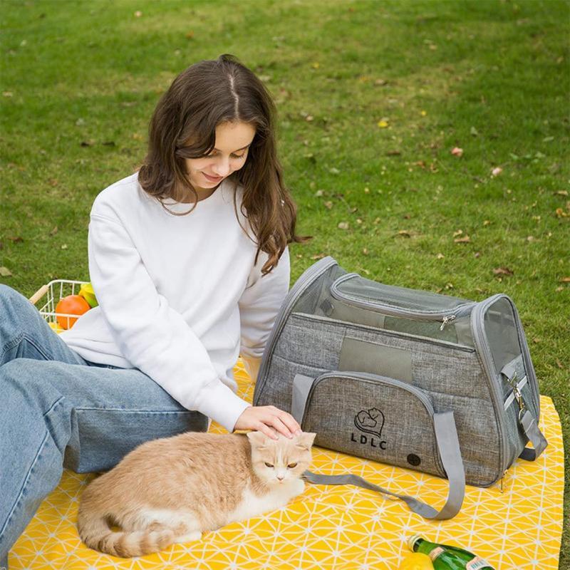 ペットキャリーバッグ ショルダー 小型 51*23*35 猫 犬 折りたたみ 軽量 犬キャリー バッグ 猫 きゃりーバッグ ライトグレー_7