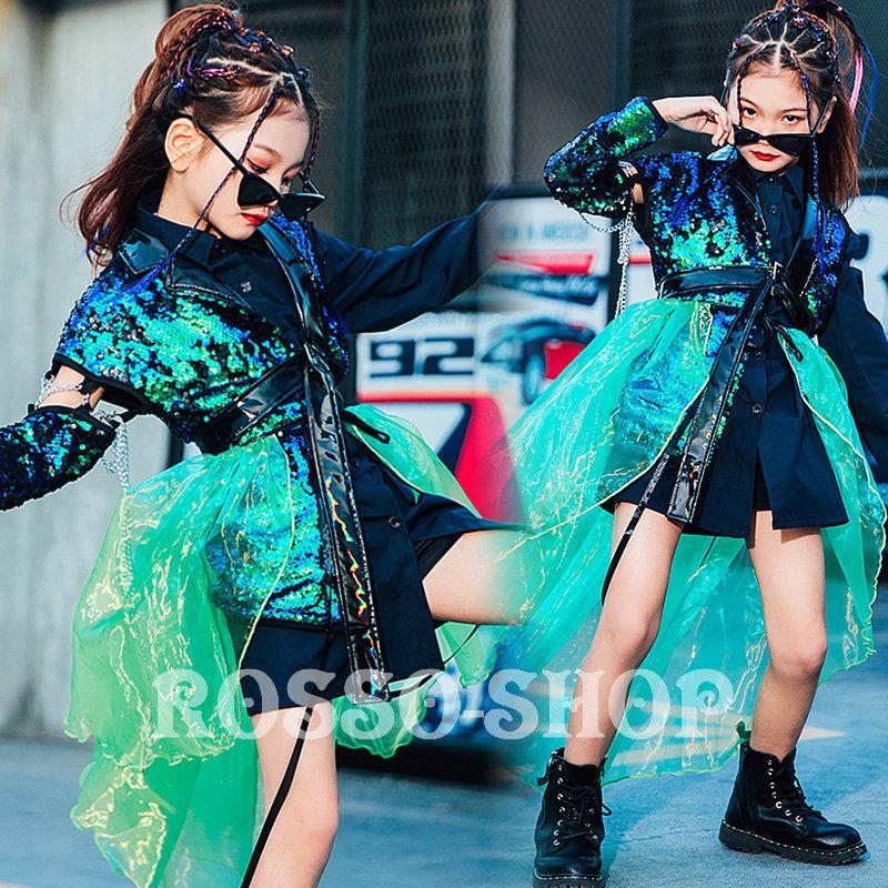 ジャズ演出 ステージ Tシャツ ストリート系 スパンコール ダンス衣装 ヒップホップ ファッション レディース ロングテール ロング丈 大きいサイズ 贈る結婚祝い ヒップホップ