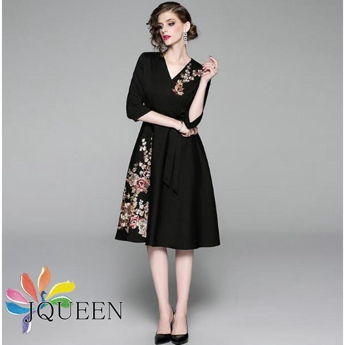 Jqueen パーティードレス 結婚式 ワンピース 花柄刺繍ワンピース Vネック フォーマルドレス フォーマル お呼ばれ 服 ミセス 大きいサイズ 大人 上品 Jqueenaat 226 Rosso Shop 通販 Yahoo ショッピング