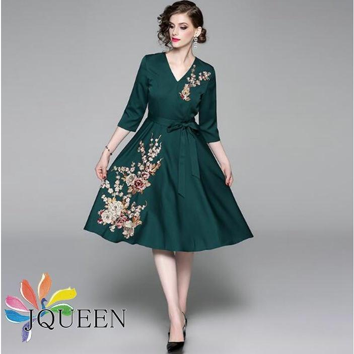 Jqueen パーティードレス 結婚式 ワンピース 花柄刺繍ワンピース Vネック フォーマルドレス フォーマル お呼ばれ 服 ミセス 大きいサイズ 大人 上品 Jqueenaat 226 Rosso Shop 通販 Yahoo ショッピング