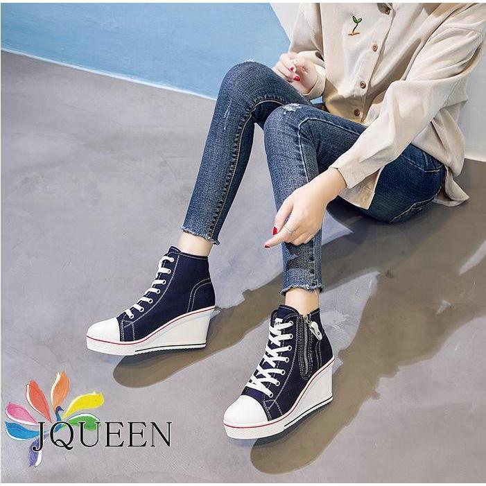 Jqueen スニーカー 厚底 ハイカット ハイヒール レディース インヒールスニーカー ヒール 8cm 歩きやすい 脱ぎやすい 痛くない スニーカー ストーム 白 黒 Jqueenaat 330 Rosso Shop 通販 Yahoo ショッピング