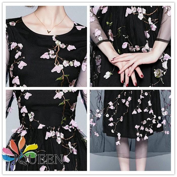 Jqueen パーティードレス 花柄 刺繍 ワンピース 結婚式 ミモレ丈 ブライズメイド パーティドレス 結婚式 ワンピース ドレス フォーマル 二次会 パーティー Jqueenaat 384 Rosso Shop 通販 Yahoo ショッピング