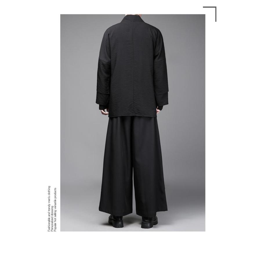 和風カーディガン メンズ 着物風羽織 モード系 ゆるシルエット 重ね着