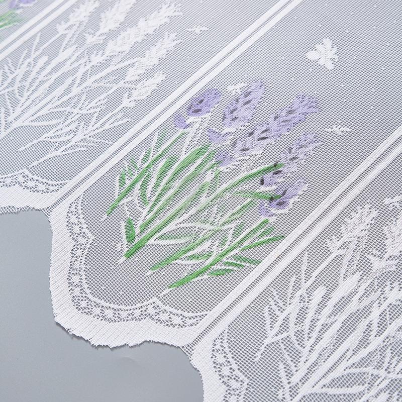 ハーフキッチンカーテン ラベンダー 花柄 プリント タブスタイル
