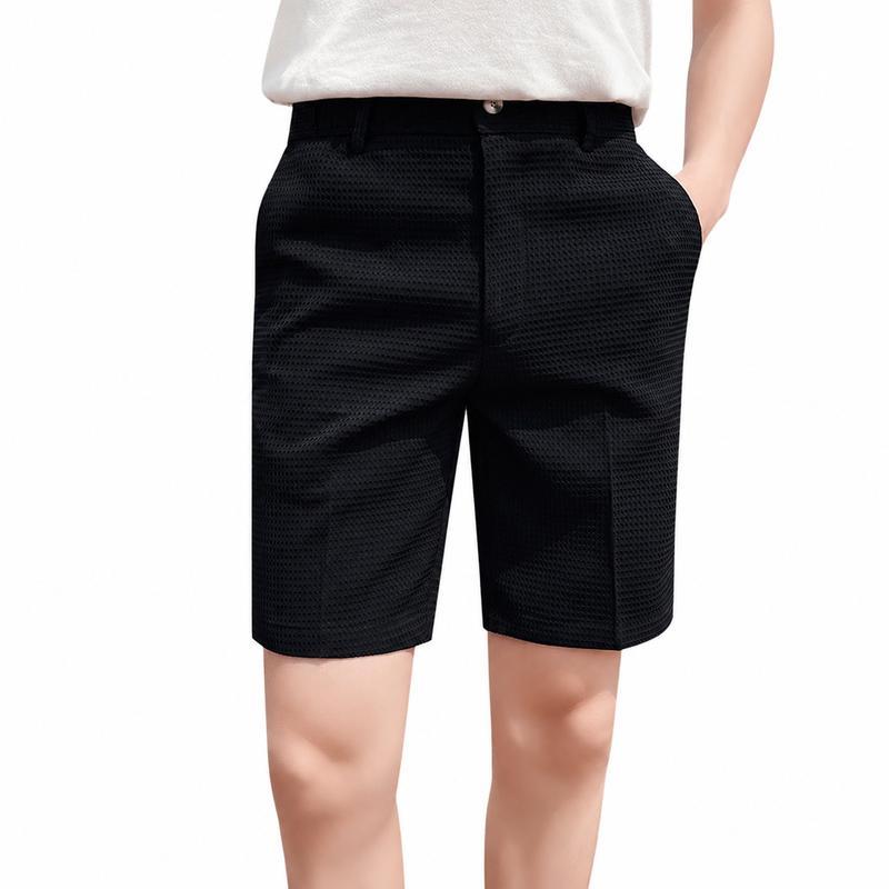 ハーフパンツ メンズ ショートパンツ 五分丈 センタープレス ワッフル