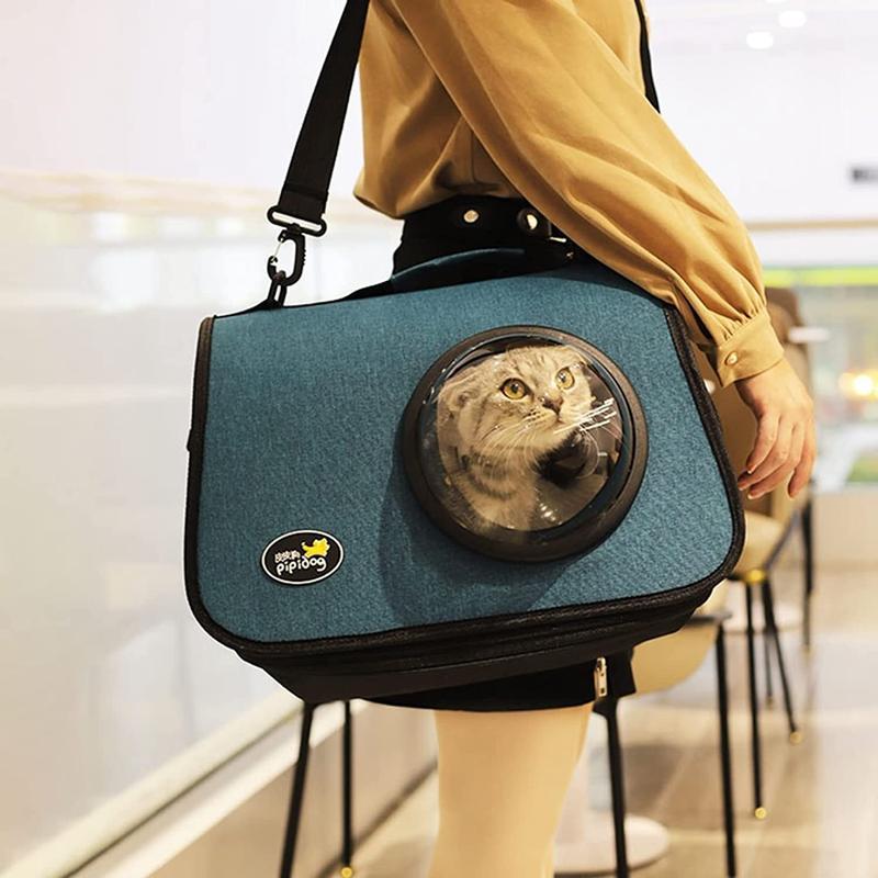 ペットキャリーバッグ 猫 キャリーケース ショルダーバッグ うさぎ 透明ドーム ショルダーベルト付き 通気性 荷重6kg 手提げ グリーン_5