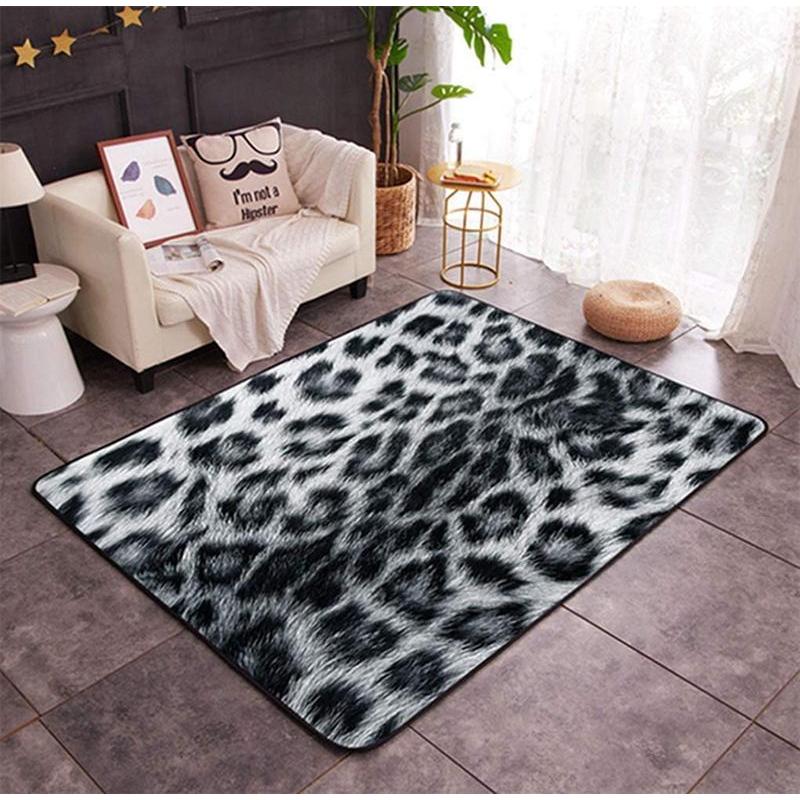 ヤギ皮　ヒョウ柄加工ラグマット カーペット 140x200 ラグ 100x160cm ラグマット 北欧風 ヒョウ柄 約2畳