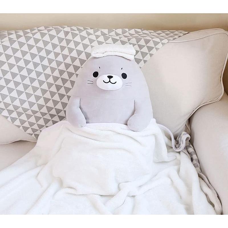 抱き枕 ぬいぐるみ 海豹 あざらし かわいい おもちゃ おもしろ 可愛い 寝室 ふわふわ 動物 人形 ベッドルーム グレー プレゼント｜rosso-kokura｜07