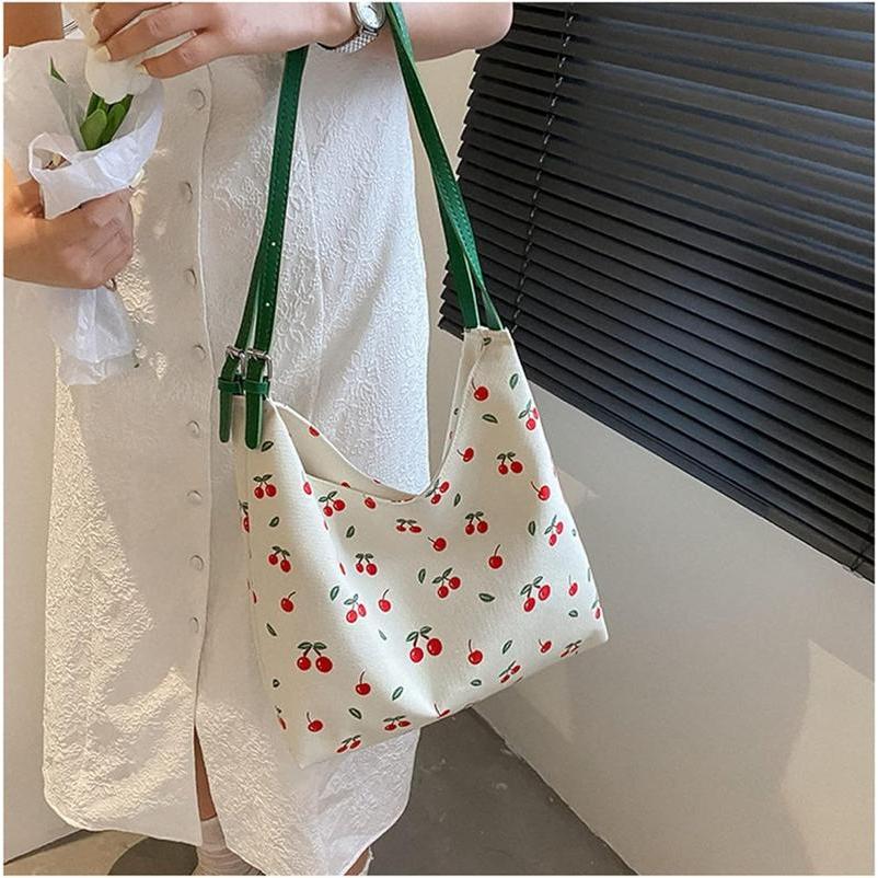 可愛い キャンバスバッグ レディース チェリー柄 花柄 森ガール 可愛い キャンバスバッグ レディース チェリー柄 花柄 森ガール