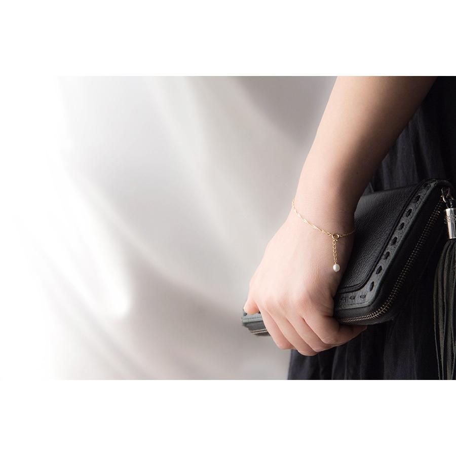 ブレスレット k18 パール 真珠 レディース  スクリューチェーン  ゴールド 18k 18金 1.9mm幅 ブランド 40代 50代 bracelet ハンドメイド 爆買の画像