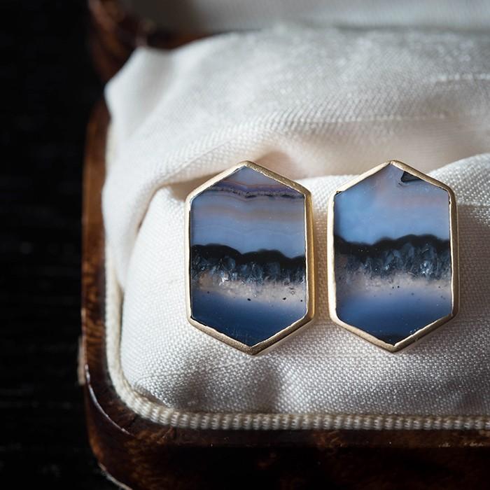 ピアス レディース 天然石 18k k18 18金 ゴールド レディース ブランド 瑪瑙 大ぶり スタッド シンプル 40代 50代