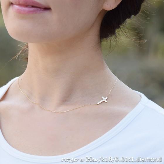 ネックレス レディース サイド クロス 十字架 横 k18 18金 18k ネックレス レディース サイド クロス 十字架 横 k18 18金 18k