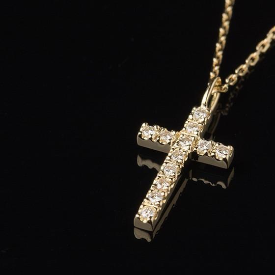 ネックレス メンズ クロス 十字架 18金 k18 ゴールド ダイヤモンド 
